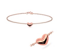 Rose Gold Plated Heart Silver Bracelets BRS-89-RO-GP